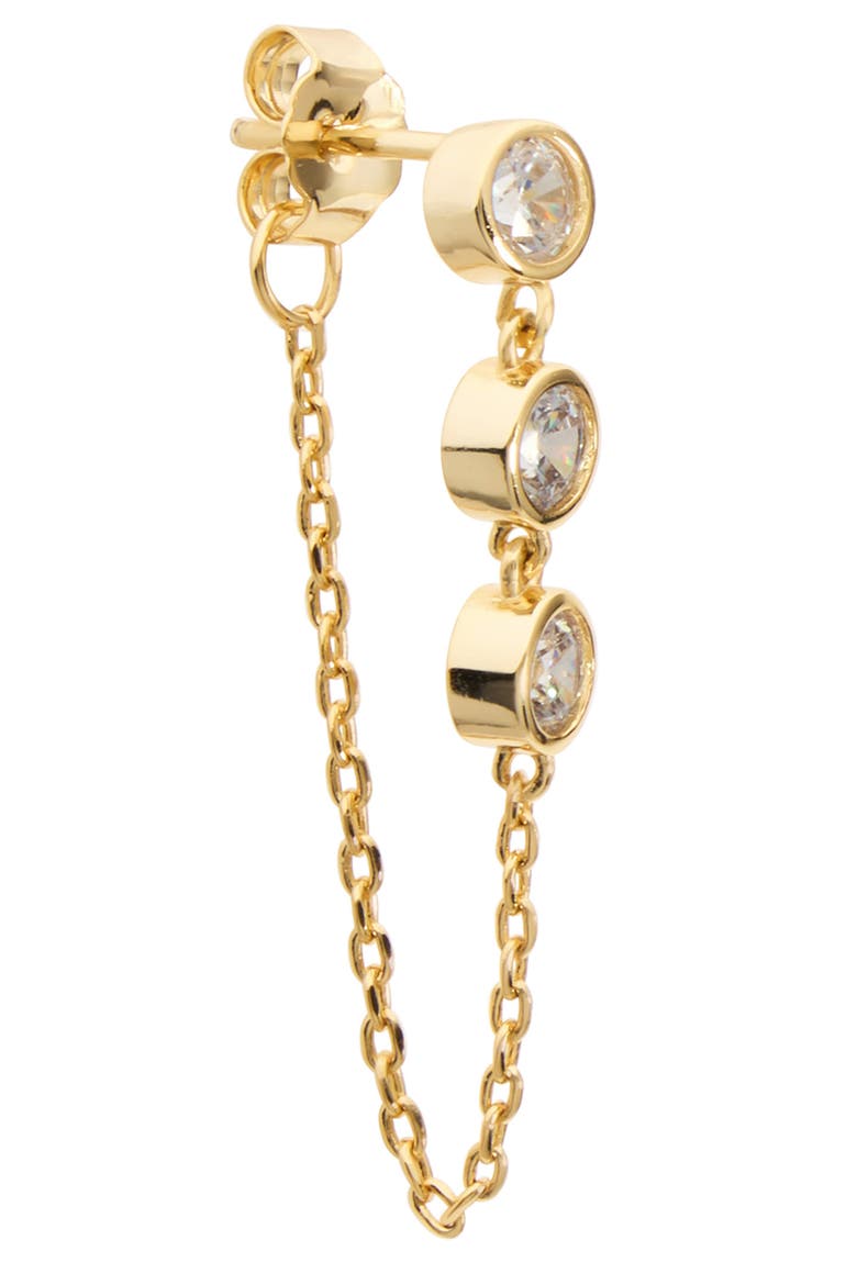 Cubic Zirconia Draped Chain Front/Back Earrings, Alternate, color, GOLD