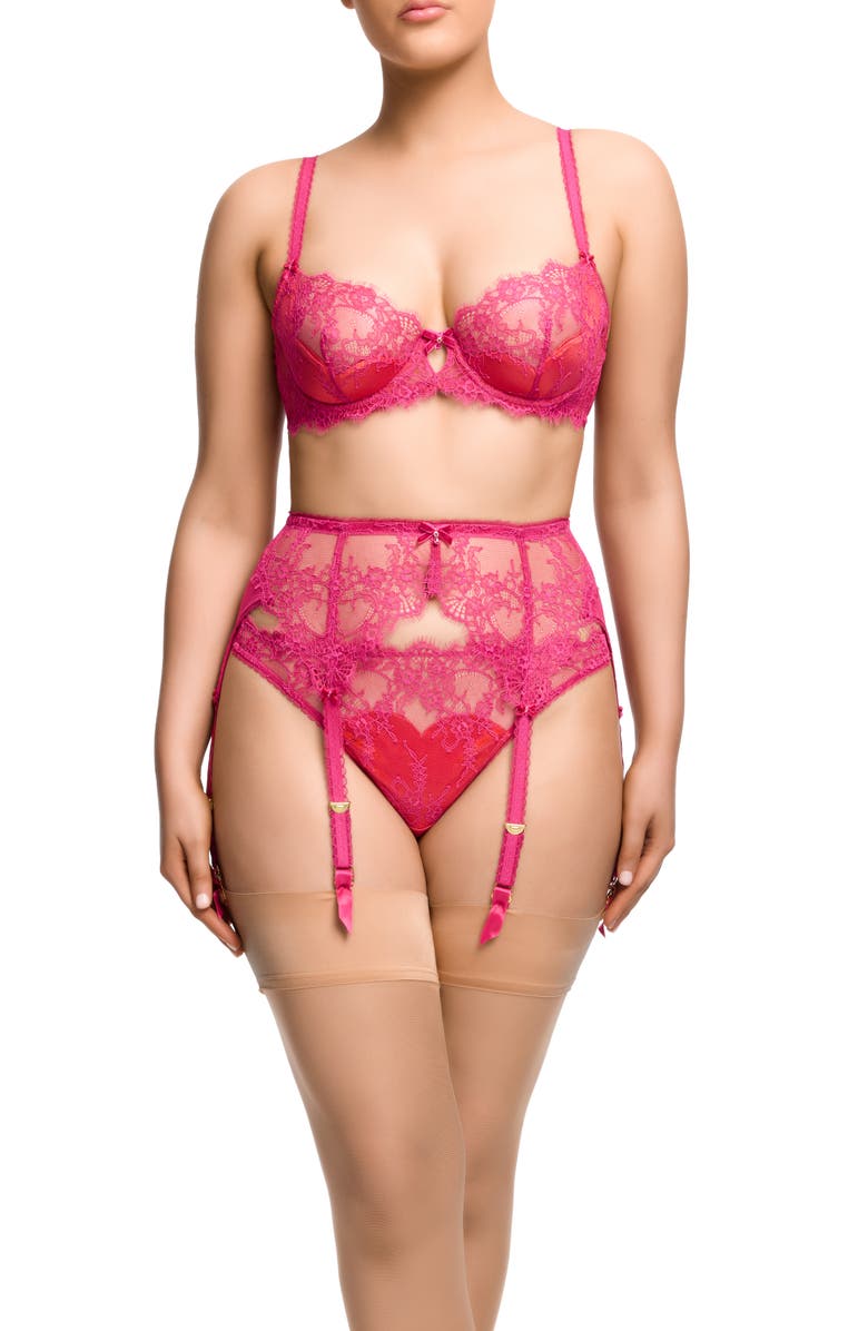 Dita Von Teese Zsa Zsa Underwire Padded Lace Bra, Alternate, color, Magenta