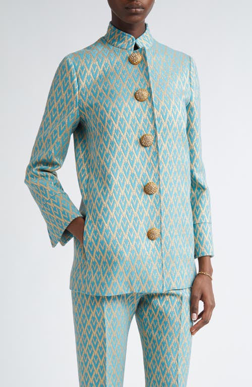 Valentino Garavani Crystal Button Toute La V Metallic Jacquard Jacket