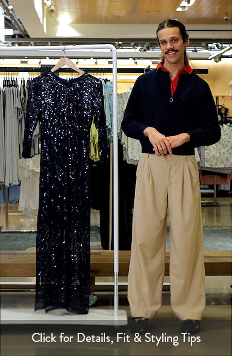 Sequin Long Sleeve Evening Gown, sales video thumbnail