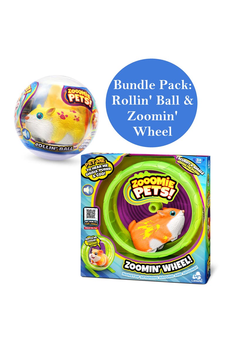 Zooomie Pets Bundle Pack, Rollin Ball & Zoomin Wheel, 2 Toy Hamsters, Alternate, color, Multicolored