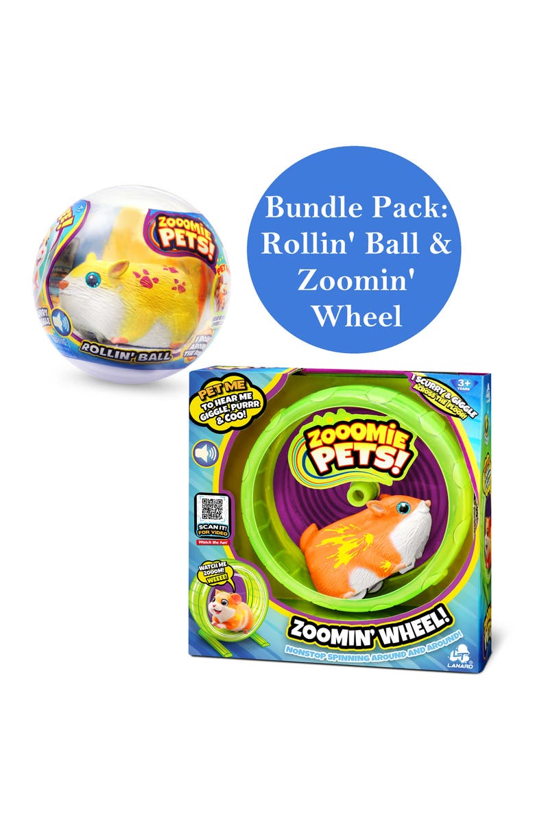 Lanard Zooomie Pets Bundle Pack, Rollin Ball & Zoomin Wheel, 2 Toy Hamsters, Alternate, color, Multicolored