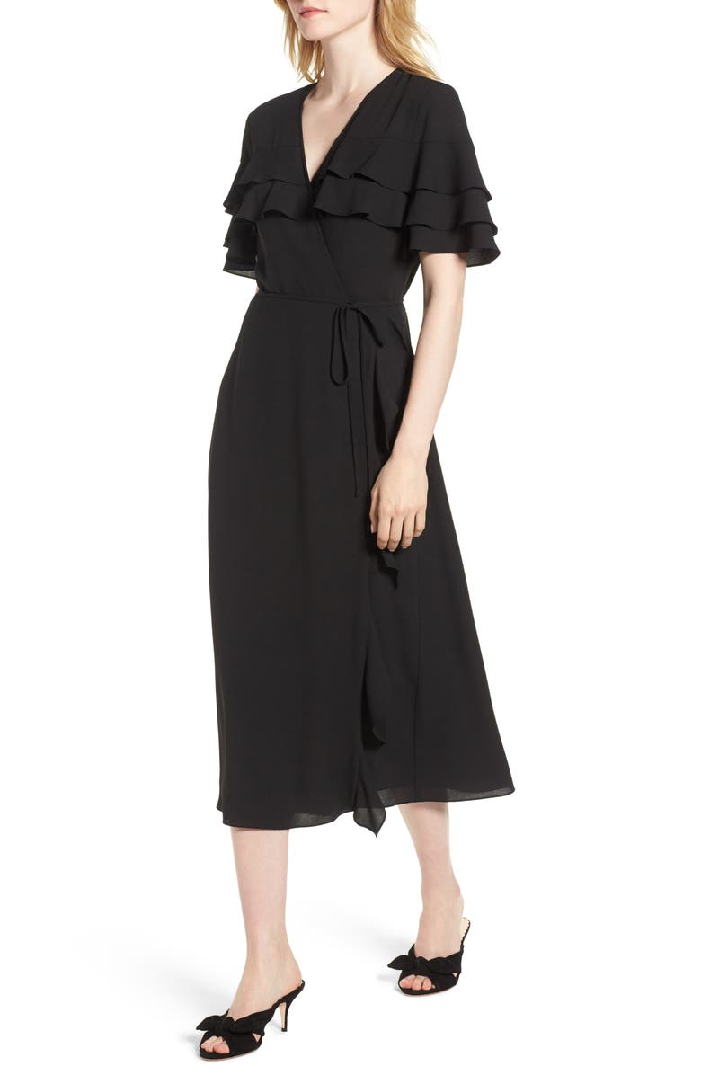 1.STATE Tiered Ruffle Wrap Midi Dress | Nordstrom 1.STATE Tiered Ruffle Wrap Midi Dress | Nordstrom
