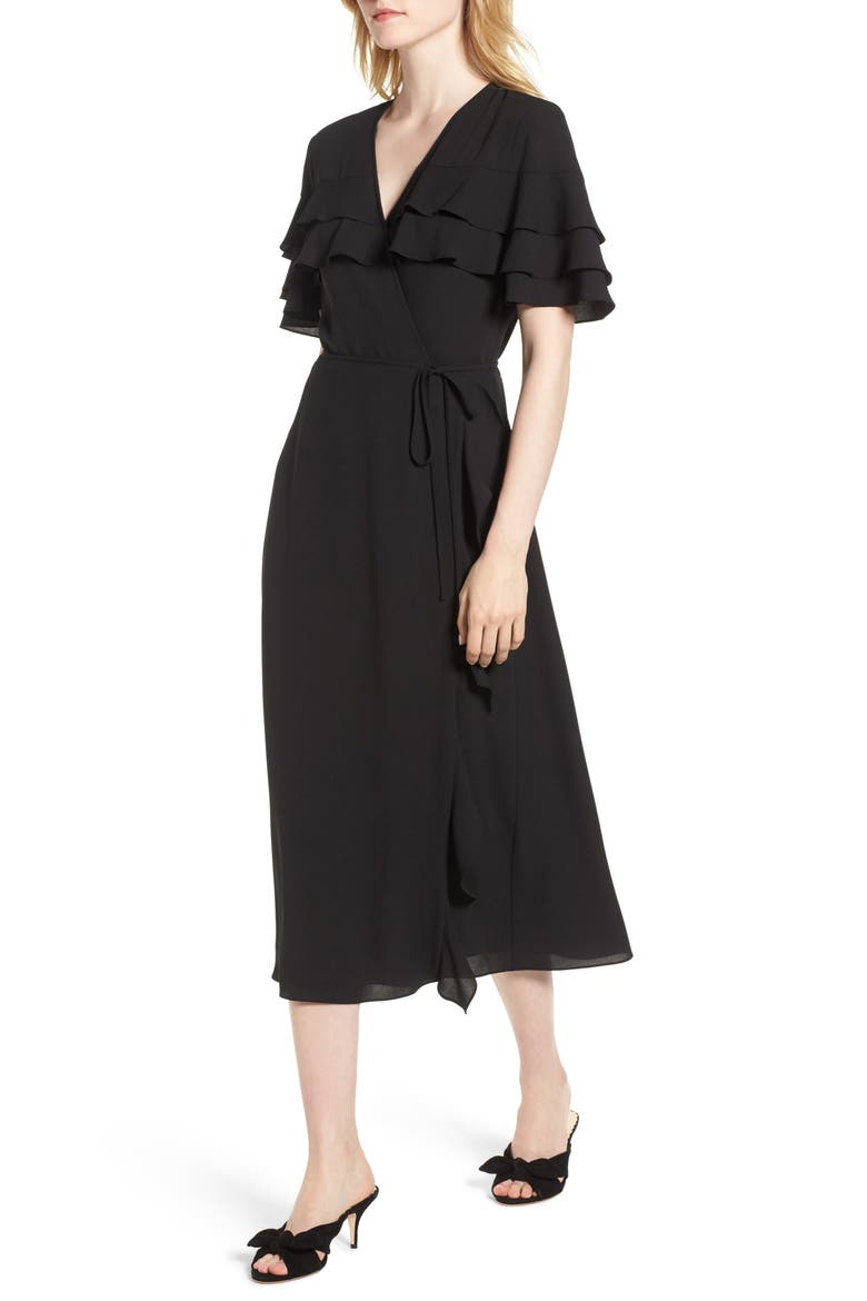 Tiered Ruffle Wrap Midi Dress video