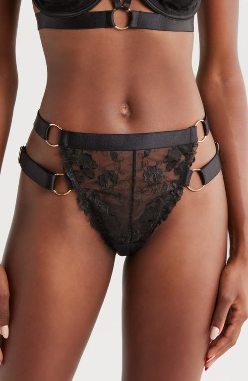 Kilo Brava Double Strap High Waist Lace Thong In Black