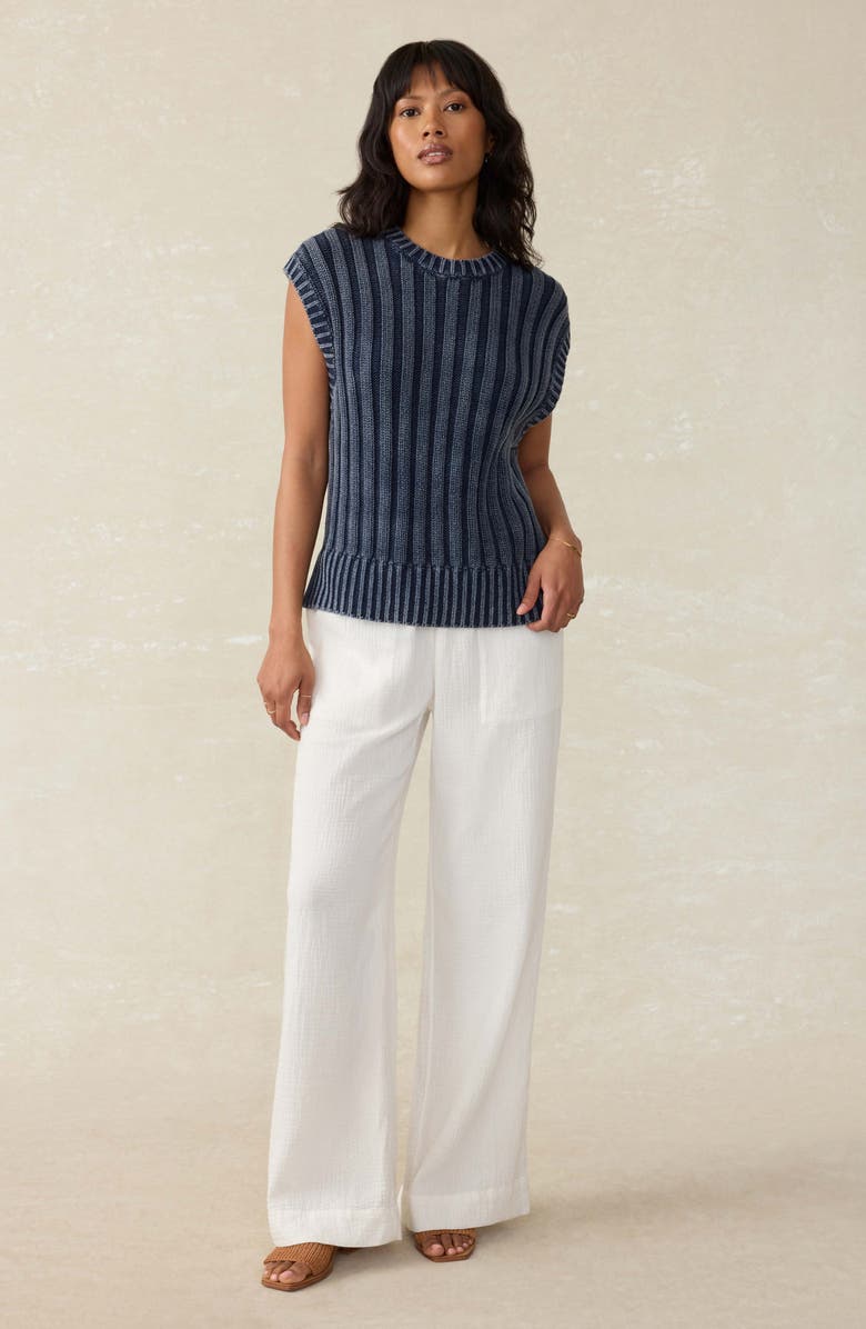 Faherty Sunwashed Organic Cotton Sweater Vest, Alternate, color, Navy Blazer