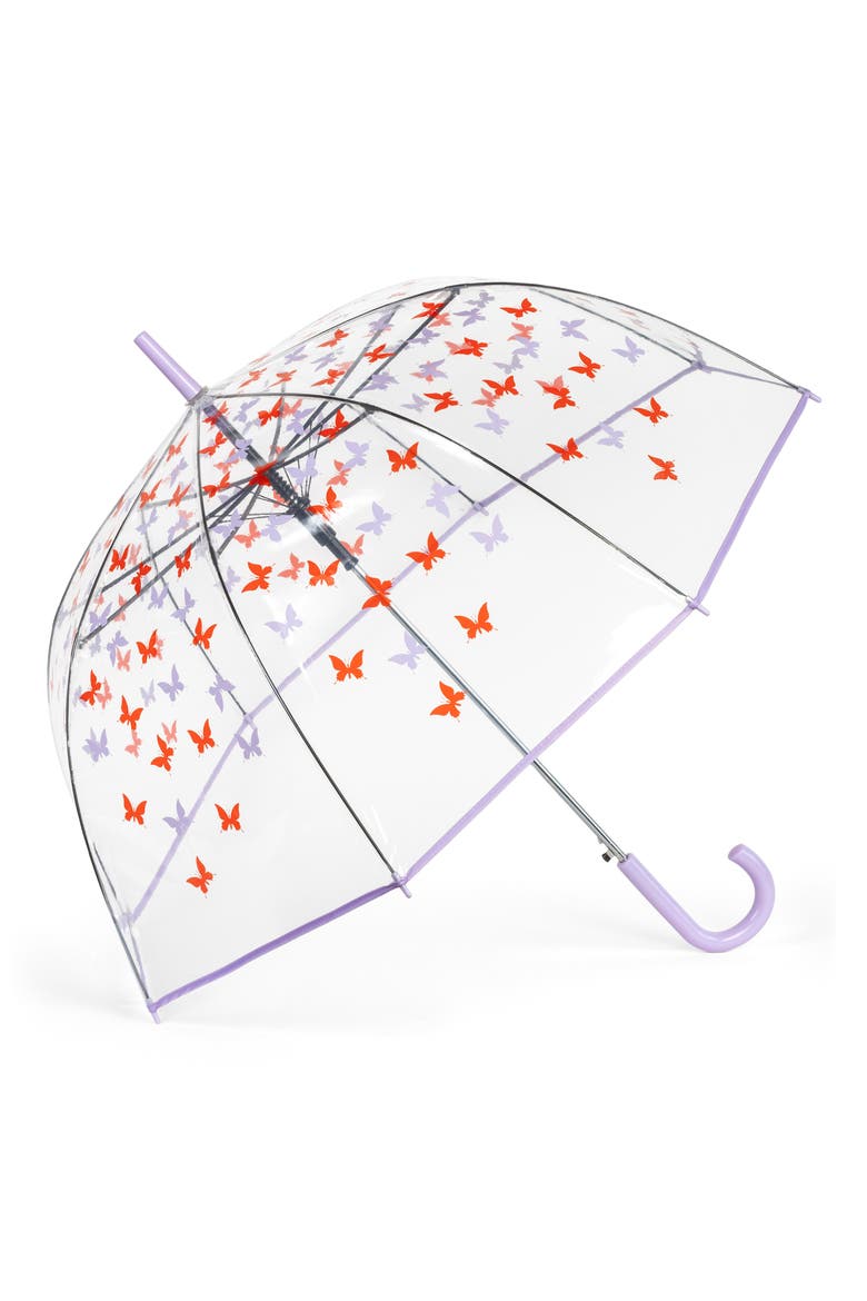 Bubble Stick Transparent Dome Umbrella, Main, color, FLUTTER