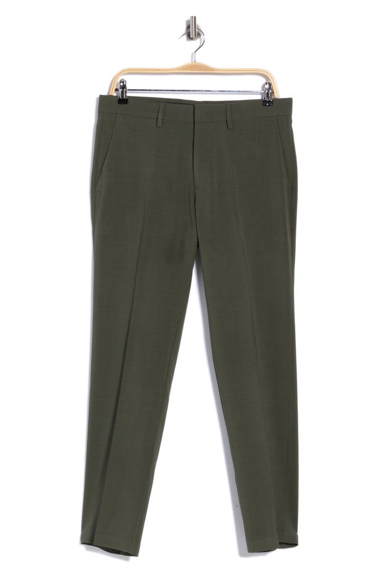 Reaction Crosshatch Flat Front Trousers, Alternate, color, DARK GREEN