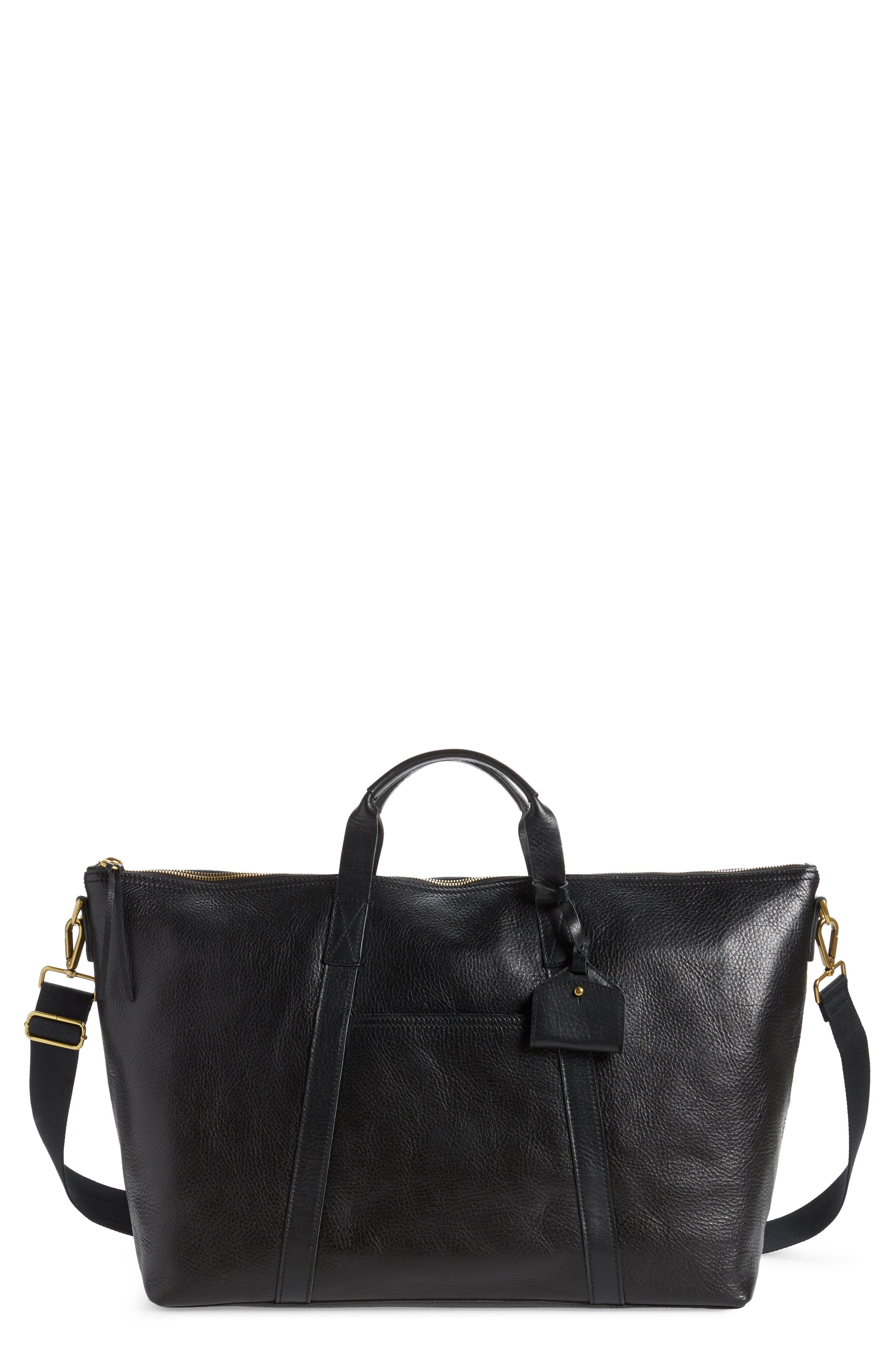 Madewell Essential Leather Overnight Bag, Main, color, 
