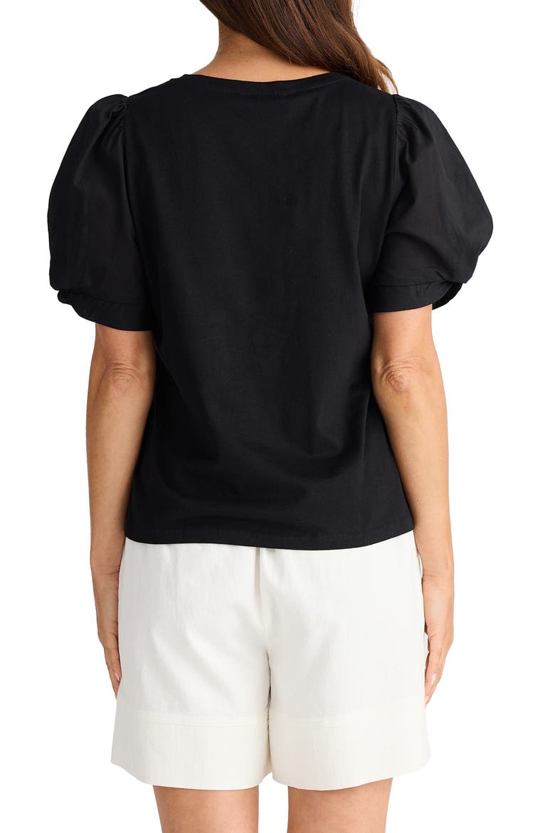Abigail Puff Sleeve T-Shirt, Alternate, color, BLACK