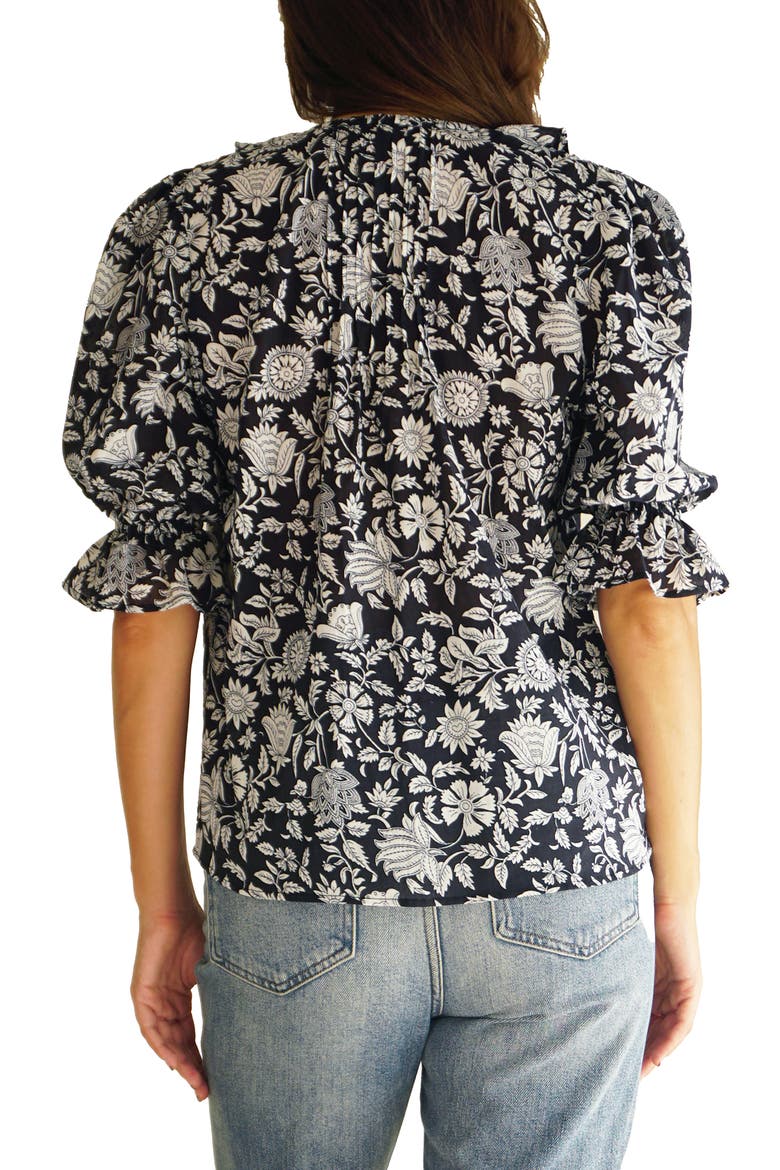 Chloe Floral Ruffle Cotton Shirt, Alternate, color, Midnight Garden
