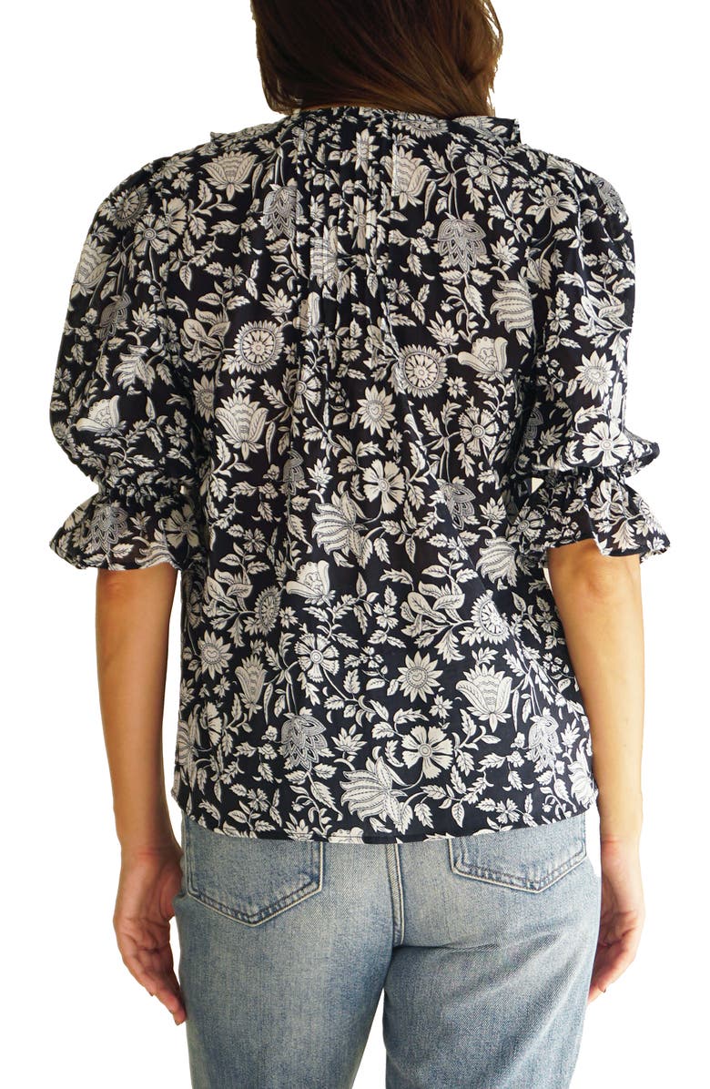 Paneros Clothing Chloe Floral Ruffle Cotton Shirt, Alternate, color, Midnight Garden