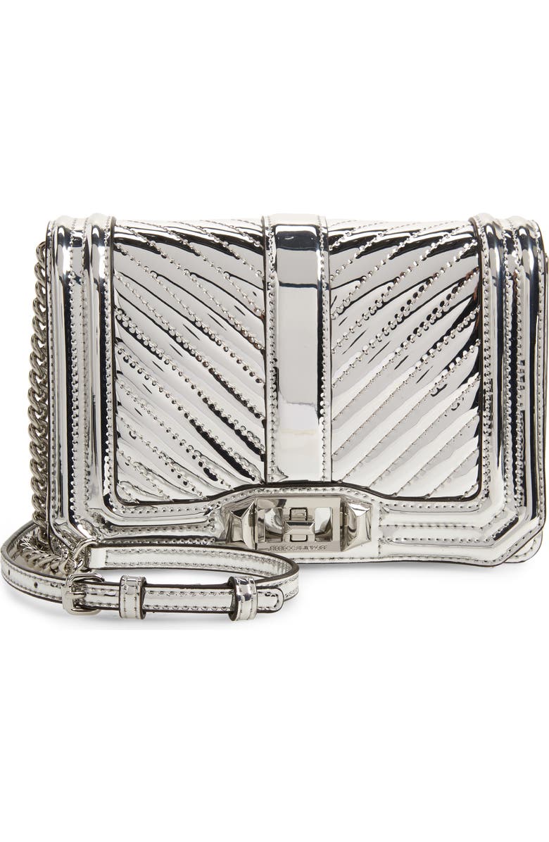 Rebecca Minkoff Small Love Quilted Metallic Crossbody, Main, color,