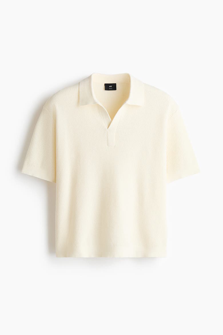 Regular Fit Cable-knit Polo Shirt, Alternate, color, Cream