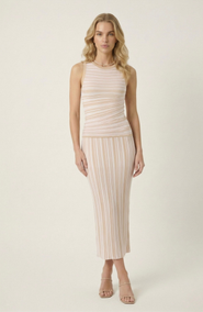 Modenaire Striped Knit Tank & Midi Skirt Set