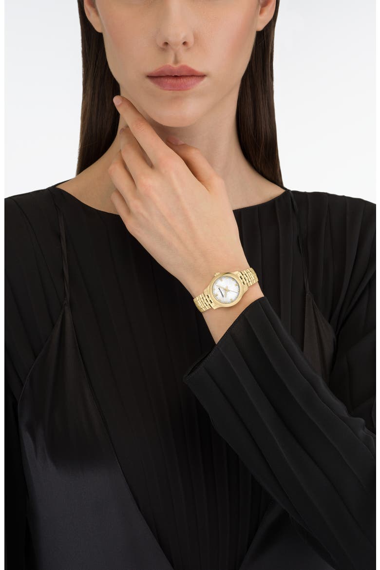 Duo Diamond Bracelet Watch, 28mm, Alternate, color, IP YELLOW GOLD