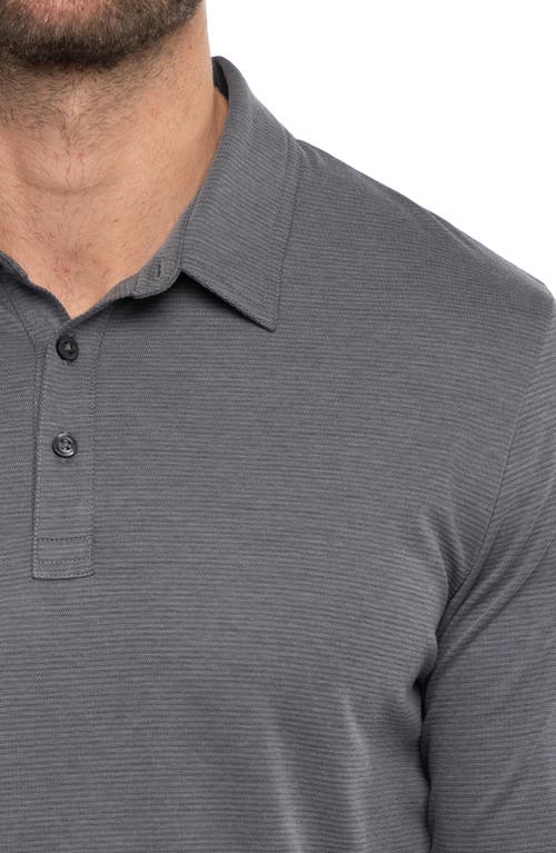 Travismathew State Room Textured Long Sleeve Polo In Heather Quiet Shade