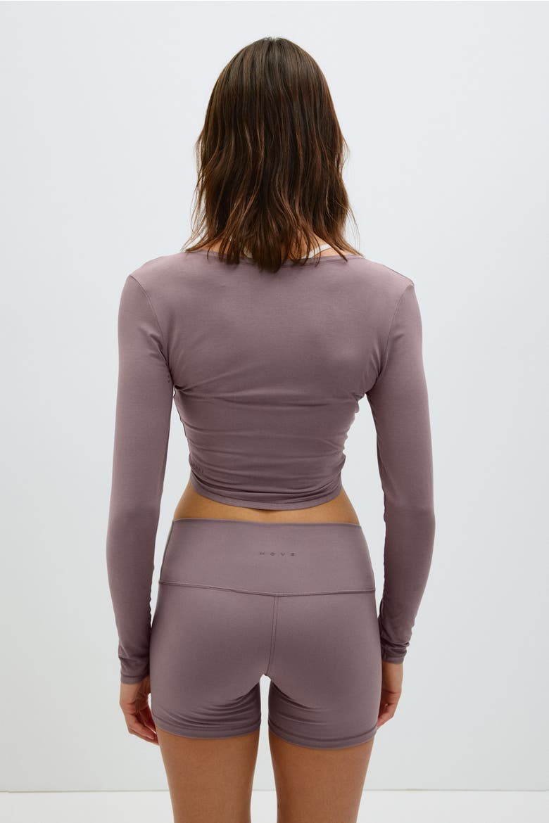 Cropped Long-sleeved Yoga Top, Alternate, color, Dusty mauve