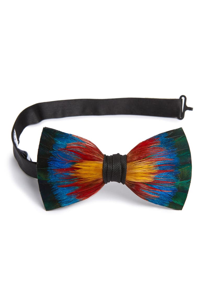 Spectrum Feather Bow Tie, Main, color, BLUE