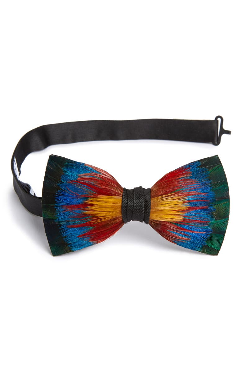 Brackish & Bell Spectrum Feather Bow Tie, Main, color,