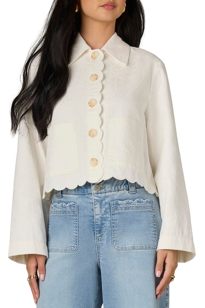 Scallop Detail Cotton Crop Jacket (Women) | Nordstrom