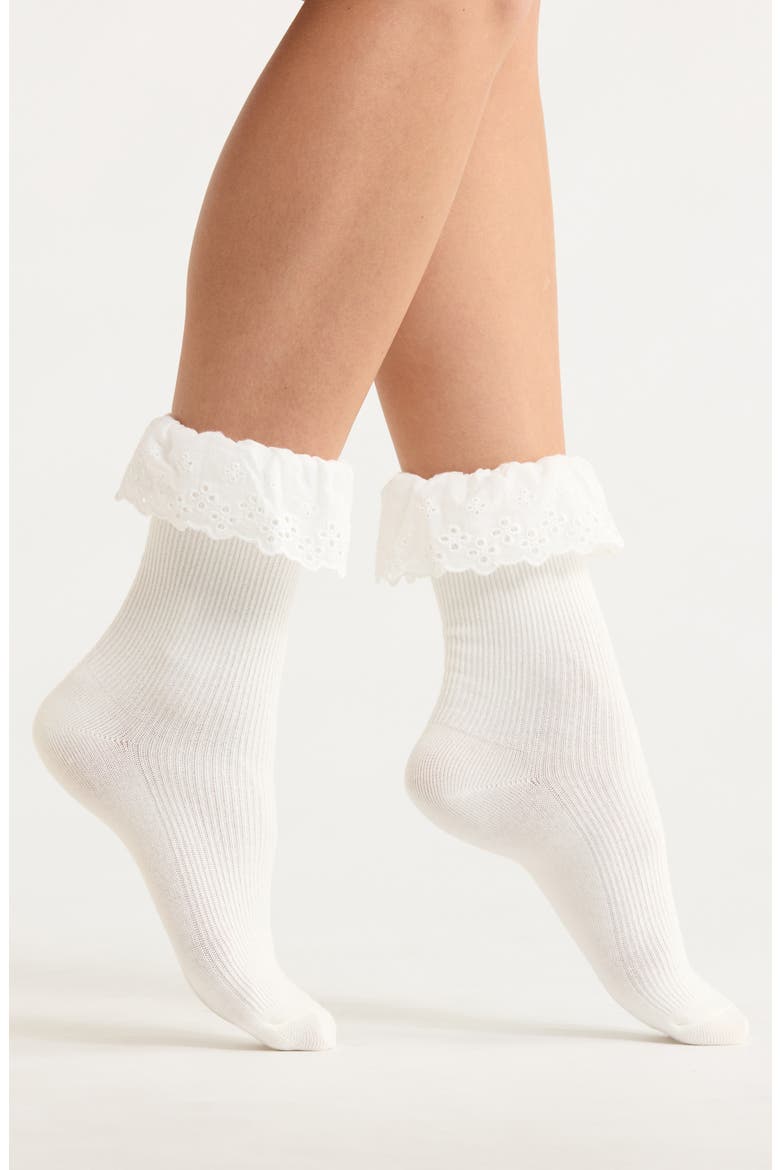 Tabitha Ruffle Ankle Socks, Main, color, CREAM