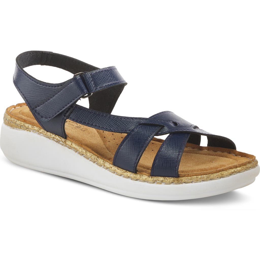 Flexus By Spring Step Chambria Wedge Sandal In Navy