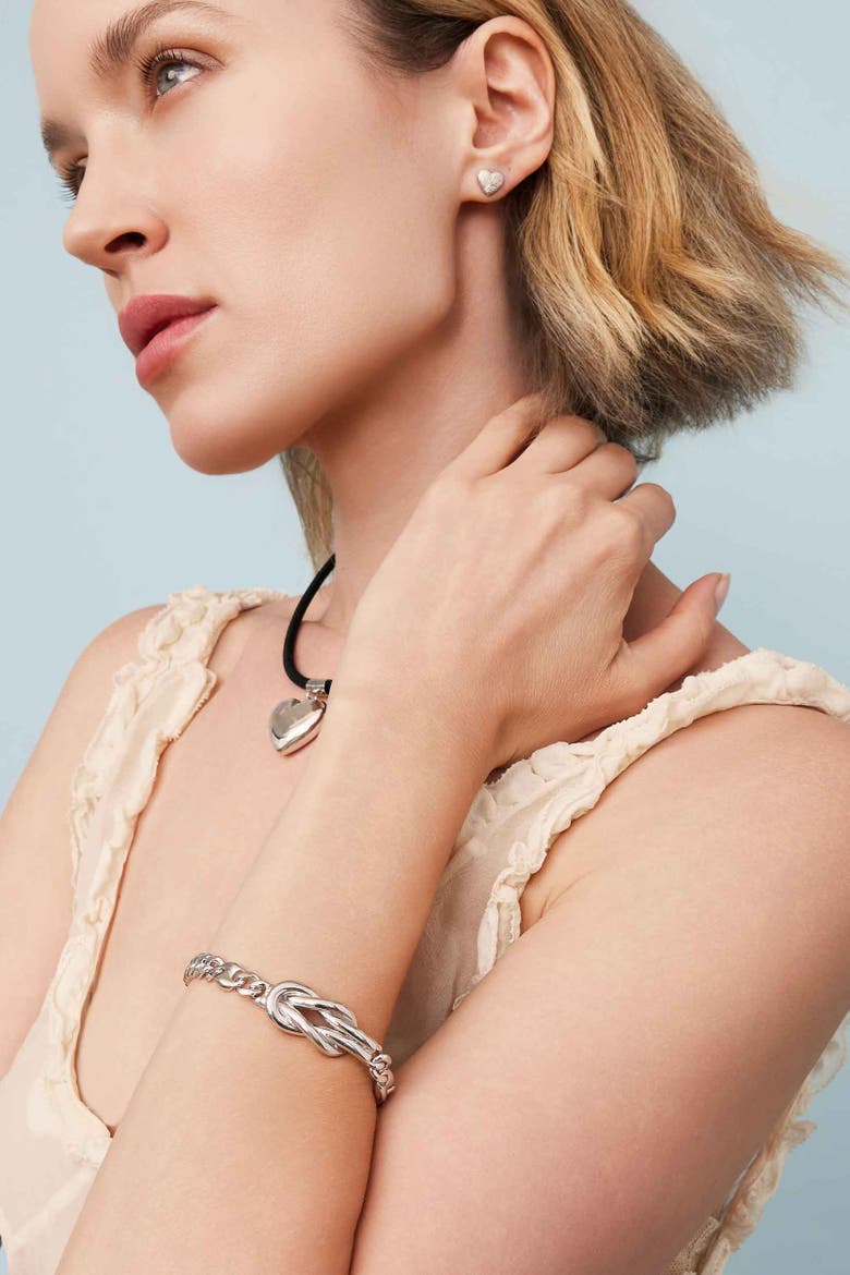 Sterling Silver Infinity Knot Curb Bracelet, Alternate, color, Sterling Silver
