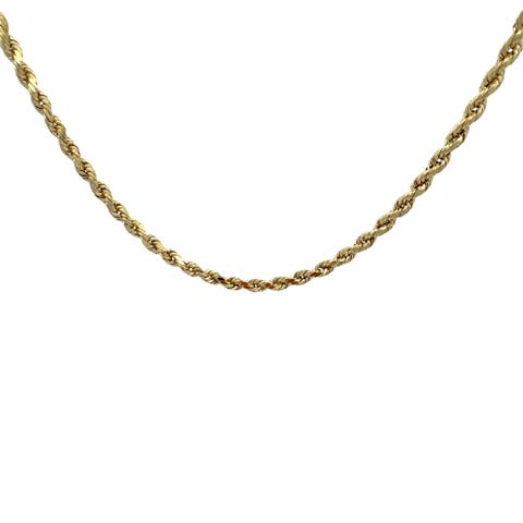 14K Diamond Cut Rope 4.3mm 24in 9g Chain Necklace
