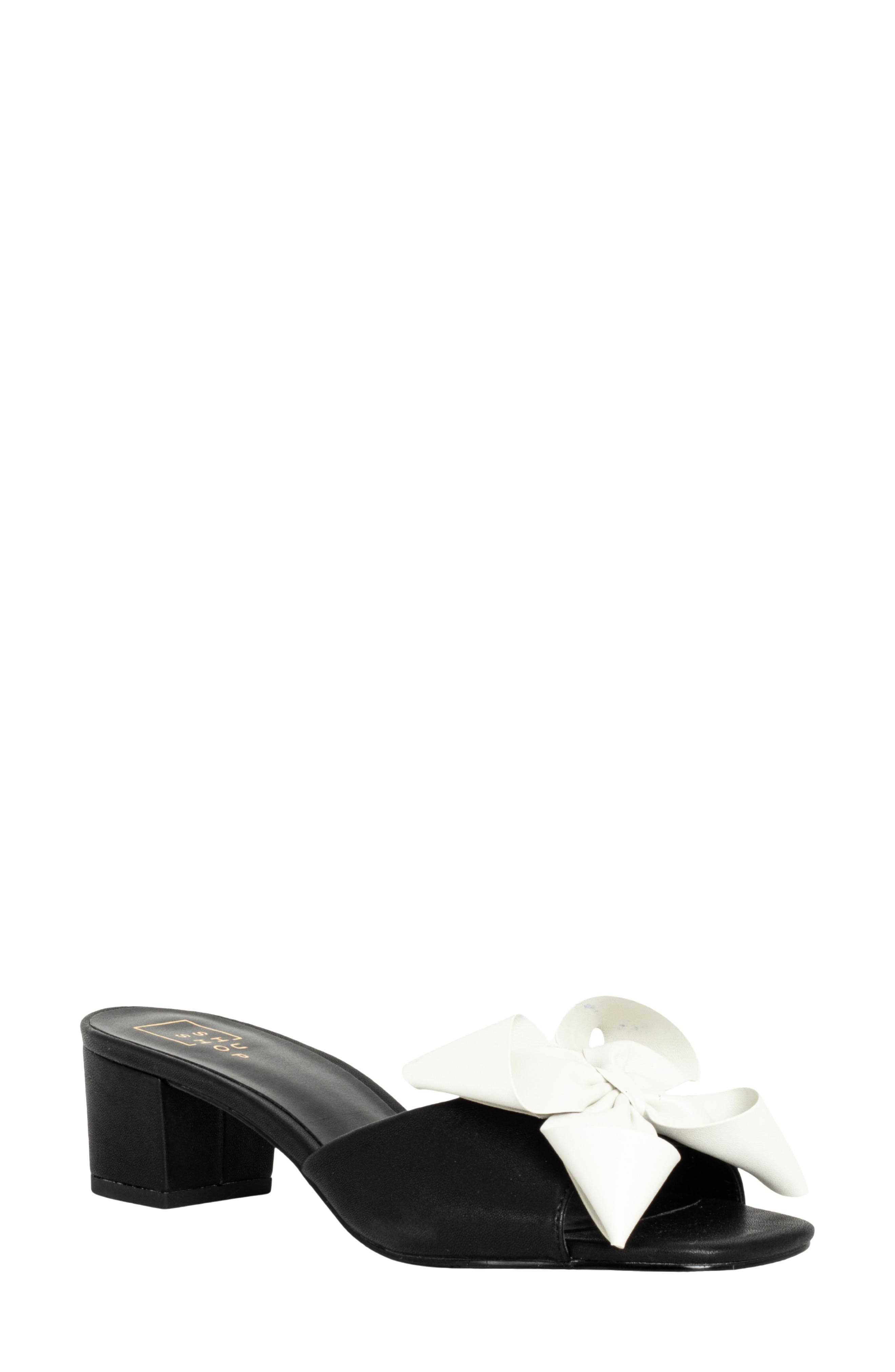 SHUSHOP Flora Slide Sandal, Main, color, Black And White