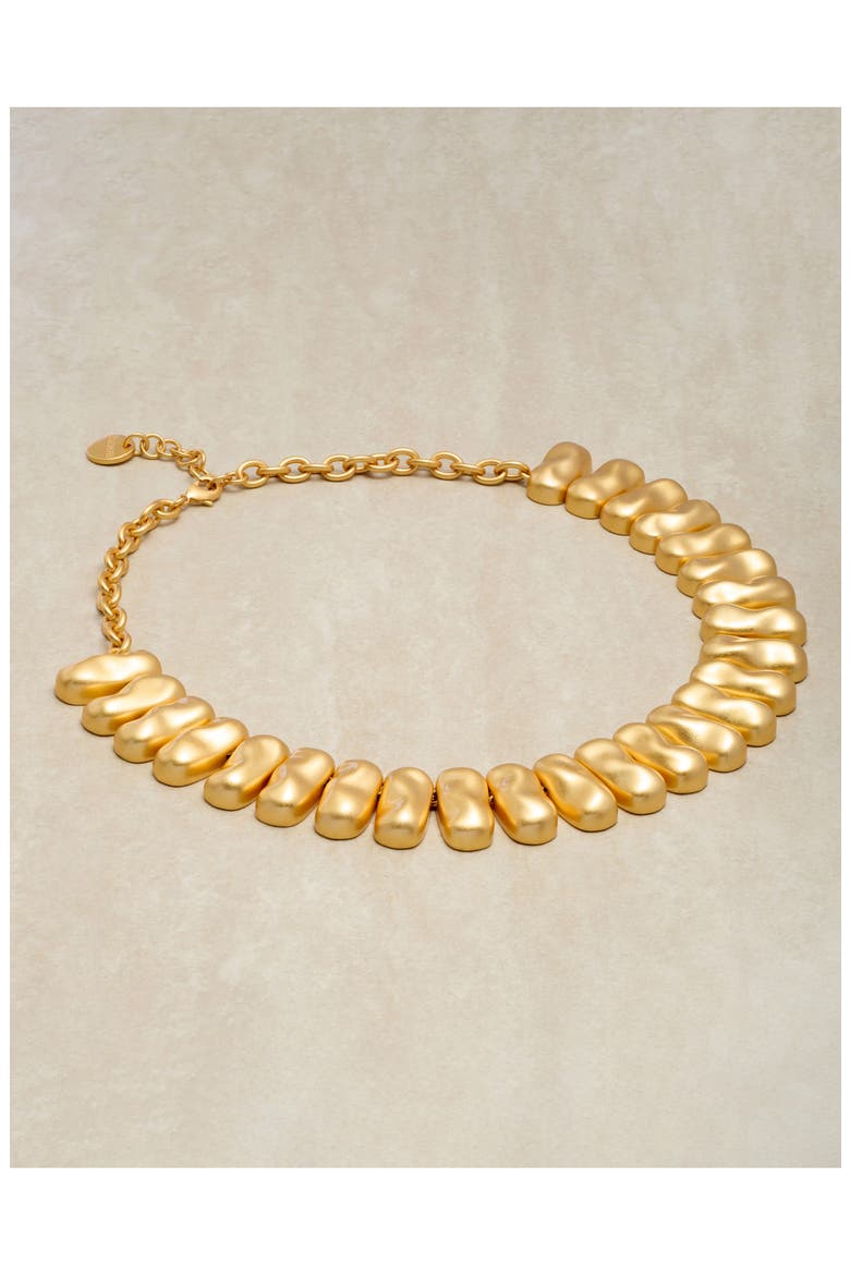 Tia Tumbled Metal Collar Necklace, Alternate, color, GOLD TONE