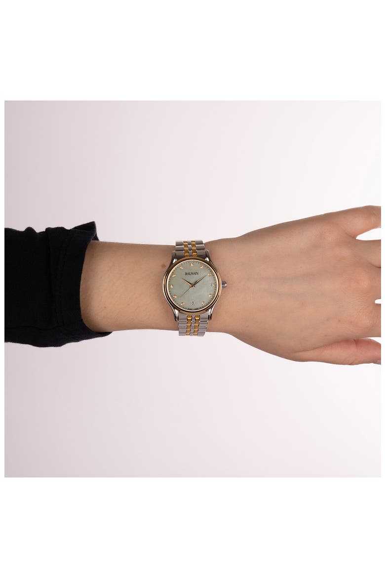 Beleganza Mother-of-Pearl & Diamond Two-Tone Bracelet Watch, 32mm, Alternate, color, BICOLOR STAINLESS STEEL