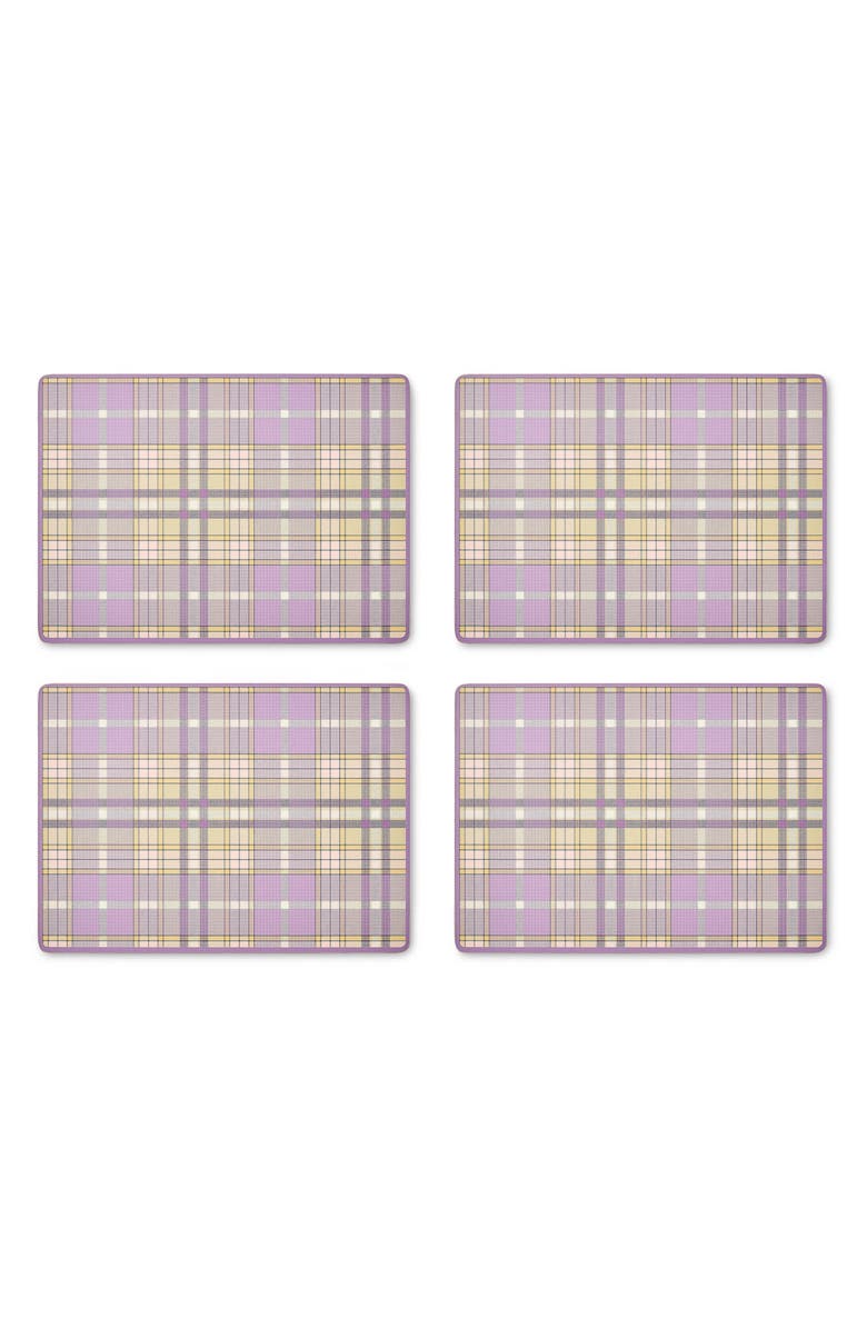 MACKENZIE CHILDS Set of 4 Tartan Violet Check Cork Back Placemats, Main, color, Violet
