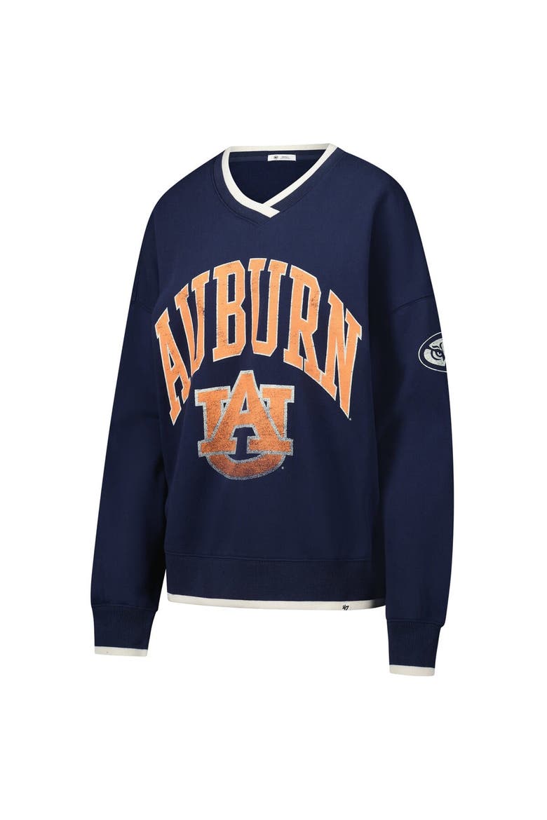 Women's '47  Navy Auburn Tigers Clubhouse Daze Eighties V-Neck Pullover Sweatshirt, Alternate, color, Navy