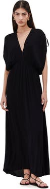 Gottex Beach Life Solena Crêpe V Neck Open Back Midi Dress Cover-Up
