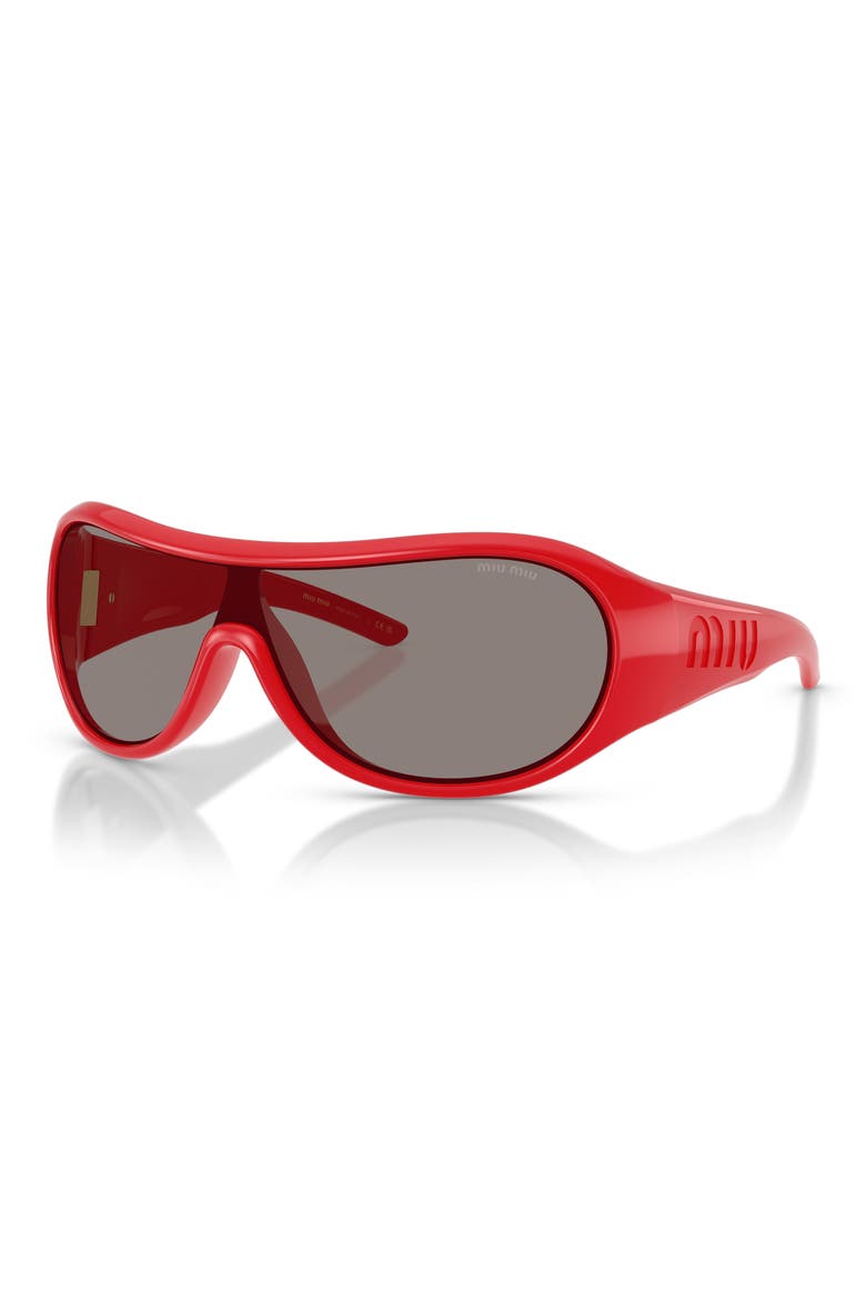 Runway Irregular Sunglasses, Alternate, color, RED / DARK GREY