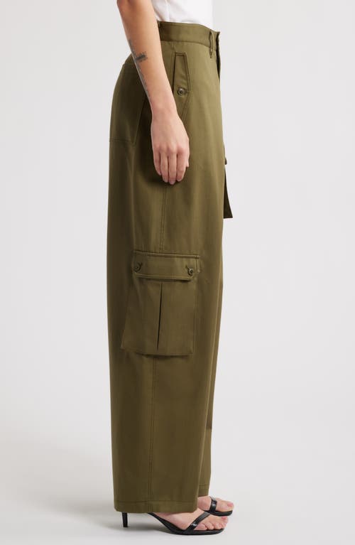 Frame Womens Bluffs The Bubble Cargo Multi-pockets Wide-leg Mid-rise Cotton Trousers In Green