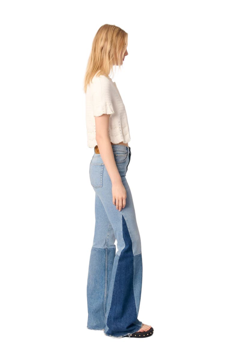 maje Pointelle knit short sleeve cardigan, Alternate, color, White