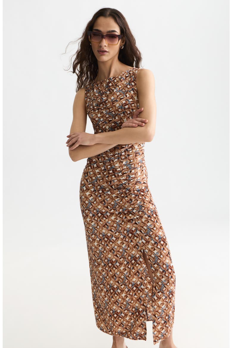 Print Texture Sleeveless Maxi Dress, Alternate, color, TILES FLOWER DOESKIN