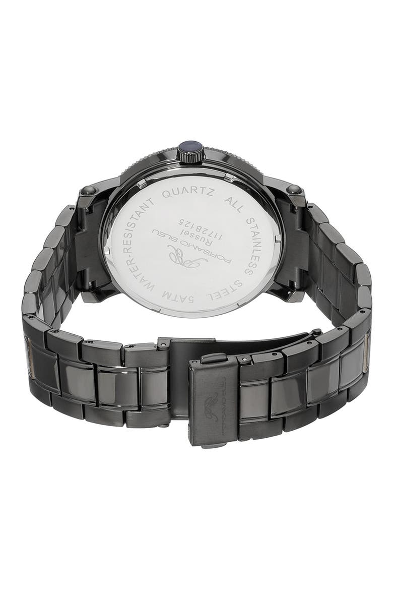 Men's Russel Guilloche Stainless Steel Watch, 46mm, Alternate, color, GREY/ SILVER/ ROSE