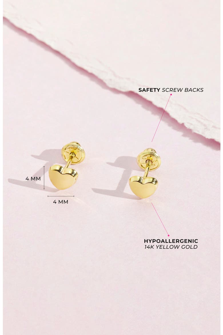14k Polished Heart Earrings, Alternate, color, Gold