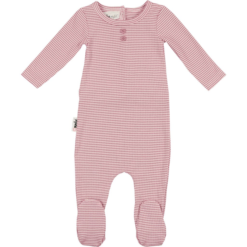 Maniere Manière Button Stripe Footie In Pink