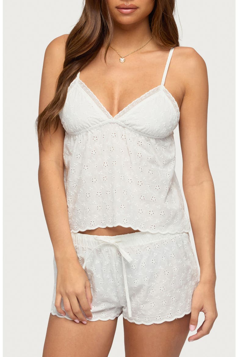 Talula Cotton Eyelet Babydoll Camisole, Main, color, WHITE