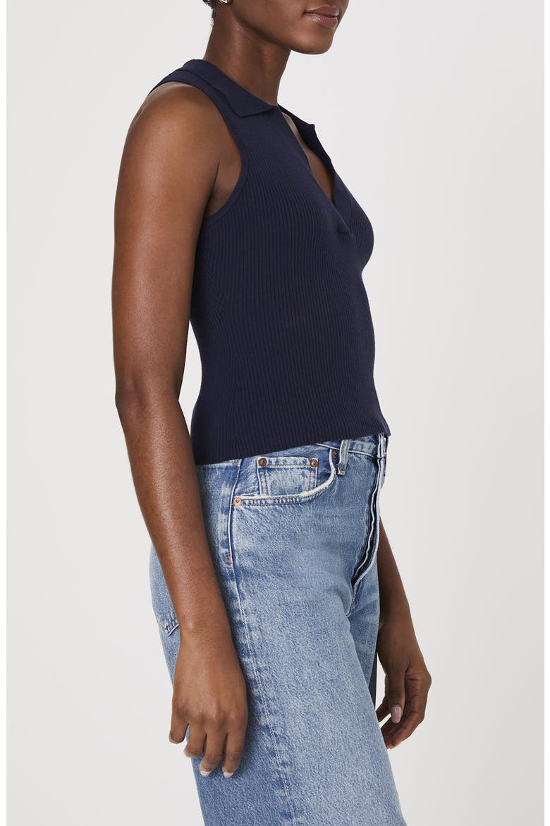 Mozza Sleeveless Johnny Collar Rib Sweater, Alternate, color, MARINE