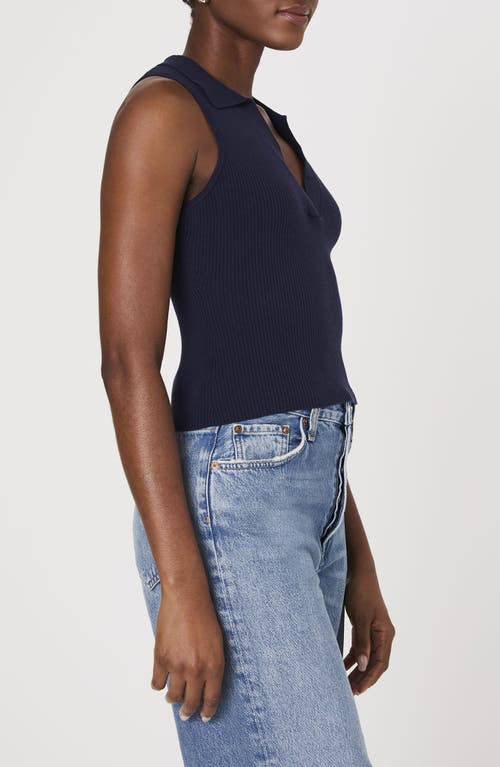 French Connection Mozza Sleeveless Johnny Collar Rib Sweater In Marine