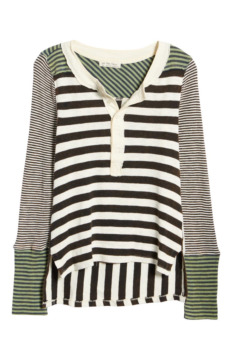 Give Me Stripes Henley Top, Alternate, color, IVORY COMBO