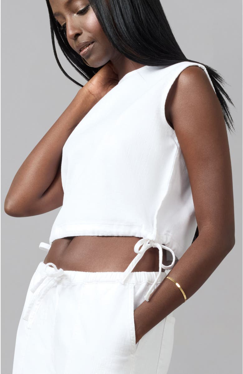 Lola Denim Liel Cotton Twill Top, Alternate, color, White