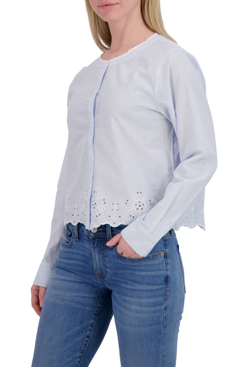 Eyelet Cotton Button-Up Top
