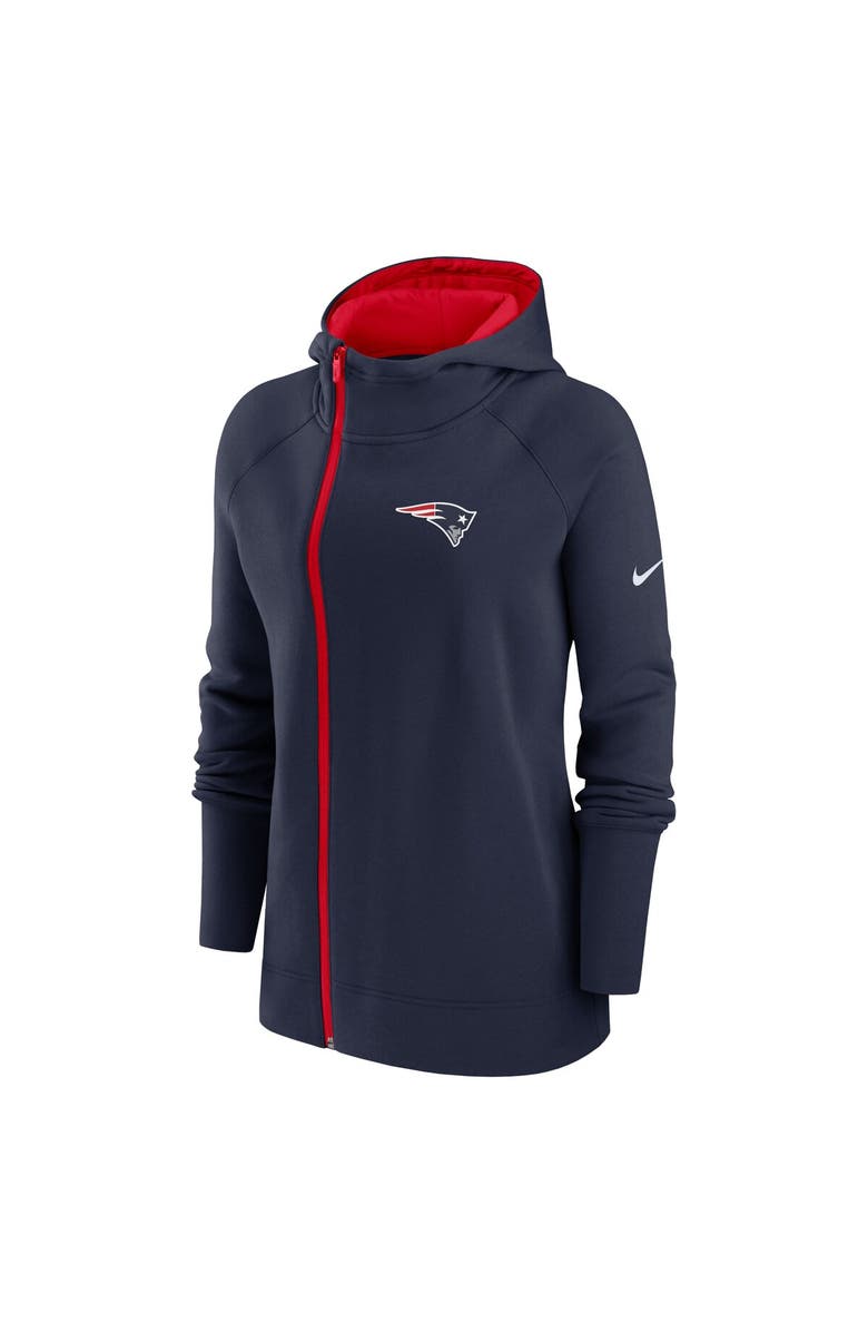 Nike Women's Nike  Navy New England Patriots Asymmetrical Raglan Full-Zip Hoodie, Alternate, color, Navy