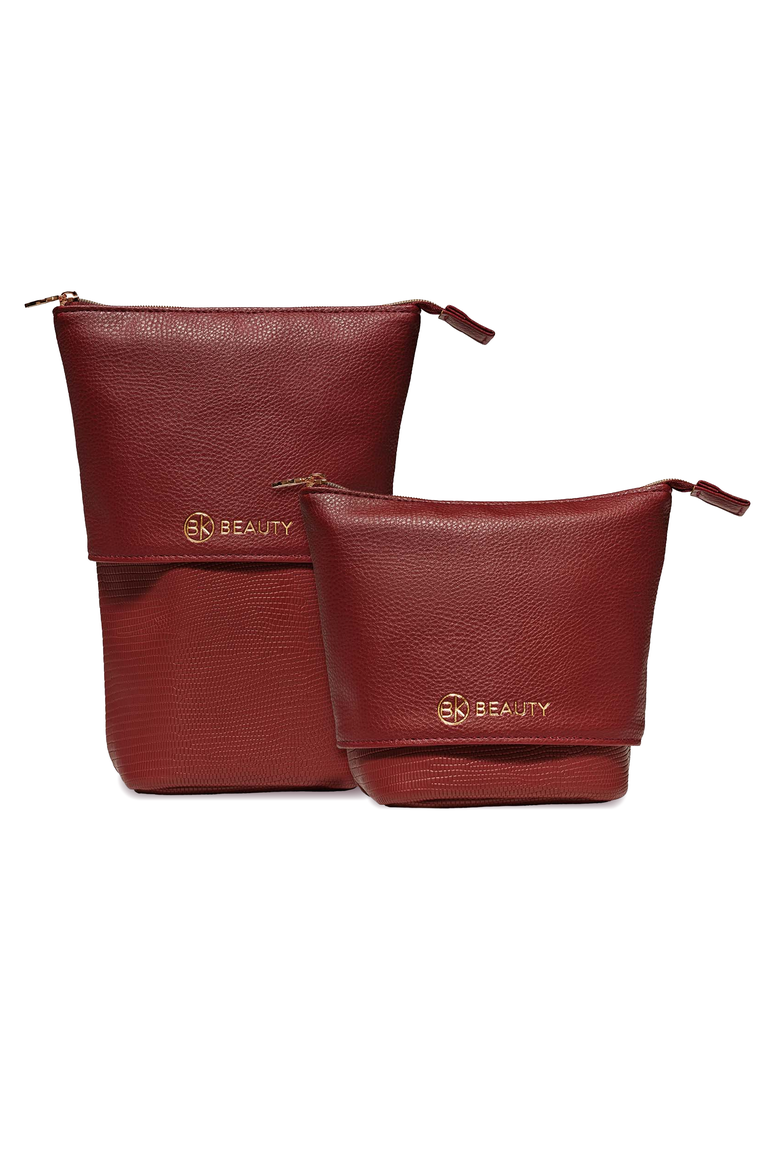 Standup Brush Holder & Travel Makeup Bag, Main, color, Burgundy